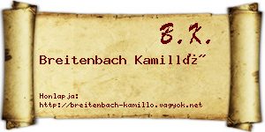 Breitenbach Kamilló névjegykártya
